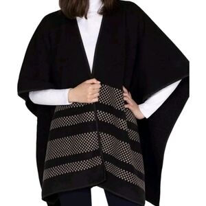 IKE Behar Ladies Wrap w Reversible High Pile Fleece Cape Cape Coat OS